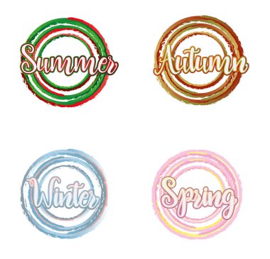 Dört mevsim kelime kartları, vektör çizim