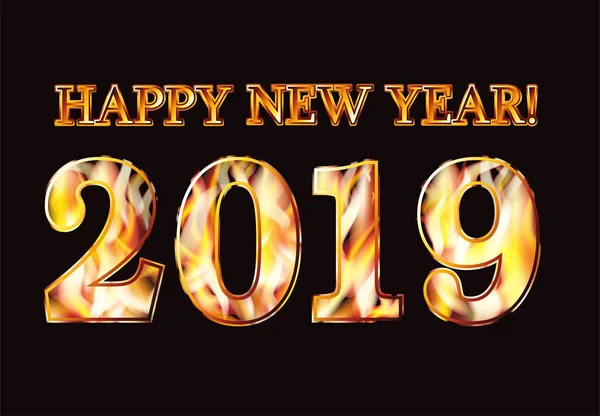 Bonne Année 2019 Flamme Invitation Bannière Illustration Vectorielle — Image vectorielle