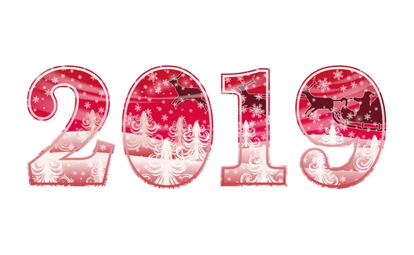 Ευτυχισμένο Νέο Έτος 2019 Συγχαρητήριο Κάρτα Εικονογράφηση Διάνυσμα — Διανυσματικό Αρχείο