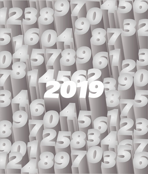 Happy 2019 New Year 3D background, vector illustration