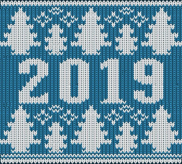 Maglione Natale Nuovo 2019 Anno Tessitura Maglia Illustrazione Vettoriale — Vettoriale Stock