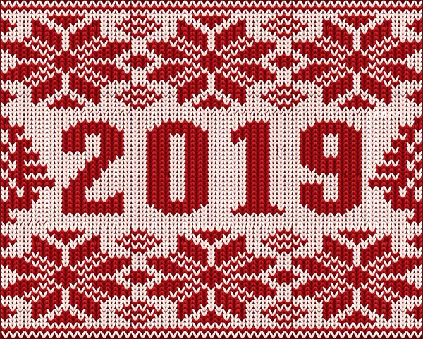 Sfondo Natale Nuovo 2019 Anno Tessitura Maglia Illustrazione Vettoriale — Vettoriale Stock