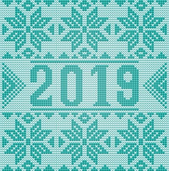 Felice Anno Nuovo 2019 Biglietto Auguri Maglia Illustrazione Vettoriale — Vettoriale Stock