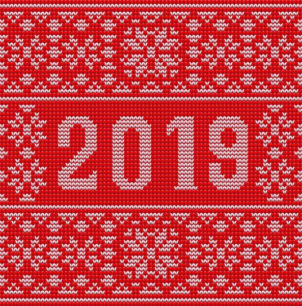 Buon Natale Felice Anno Nuovo 2019 Maglia Sfondo Illustrazione Vettoriale — Vettoriale Stock