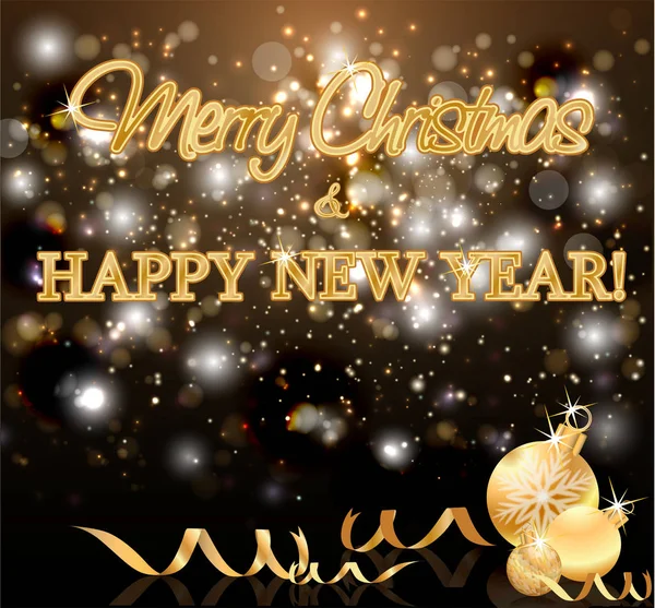 Ünnepek Golden Újévi Üdvözlő Kártya Vektoros Illusztráció — Stock Vector