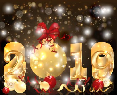 Altın yıllar 2019 davetiye, vektör çizim