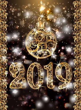 Mutlu yıllar 2019 tebrik Kartpostalı, vektör çizim