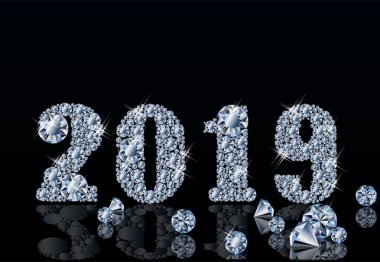 Arka plan yılın kutlu olsun yeni 2019, vektör çizim elmas
