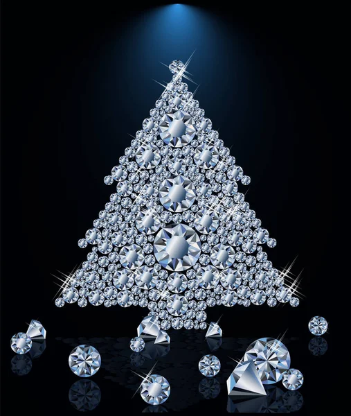 Diamant Einladungskarte Mit Weihnachtsbaum Vektorillustration — Stockvektor