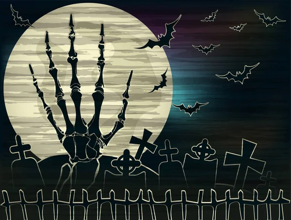 Fröhliche Halloween Karte Mit Zombie Hand Vektorillustration — Stockvektor