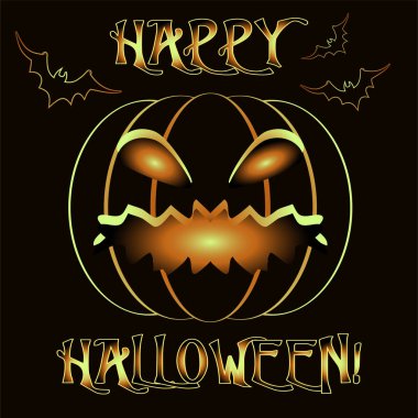 Mutlu Cadılar Bayramı Davetiyeli kabak, vektör çizim