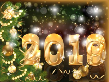 Altın yıllar 2019 davetiye, vektör çizim