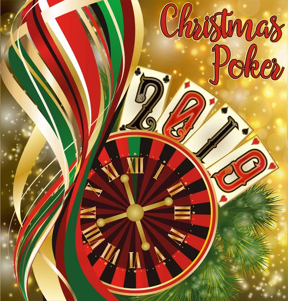 Kerst Poker Banner Nieuw 2019 Jaar Vectorillustratie — Stockvector