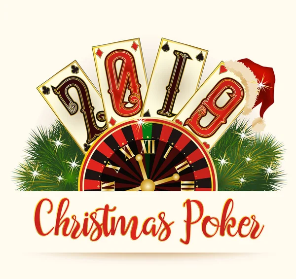 Novo 2019 Ano Papel Parede Cartões Natal Poker Ilustração Vetorial — Vetor de Stock