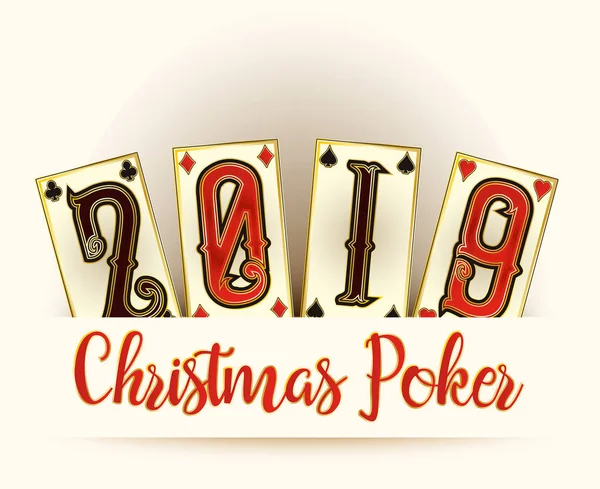 Banner Año Nuevo 2019 Tarjetas Poker Navidad Ilustración Vectorial — Archivo Imágenes Vectoriales