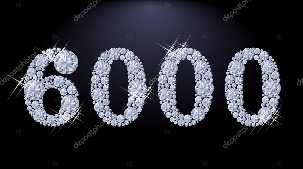 6000 six thousand diamond. vector illustration