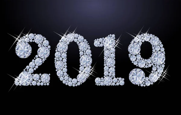 Διαμάντι Ευτυχισμένο Νέο Έτος 2019 Εικονογράφηση Διάνυσμα — Διανυσματικό Αρχείο