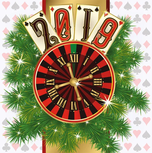 Bandiera Natale Poker Nuovo Anno 2019 Illustrazione Vettoriale — Vettoriale Stock