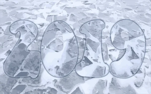 2019 Yeni Yıl Buz Afiş Vektör Çizim Dondurulmuş — Stok Vektör