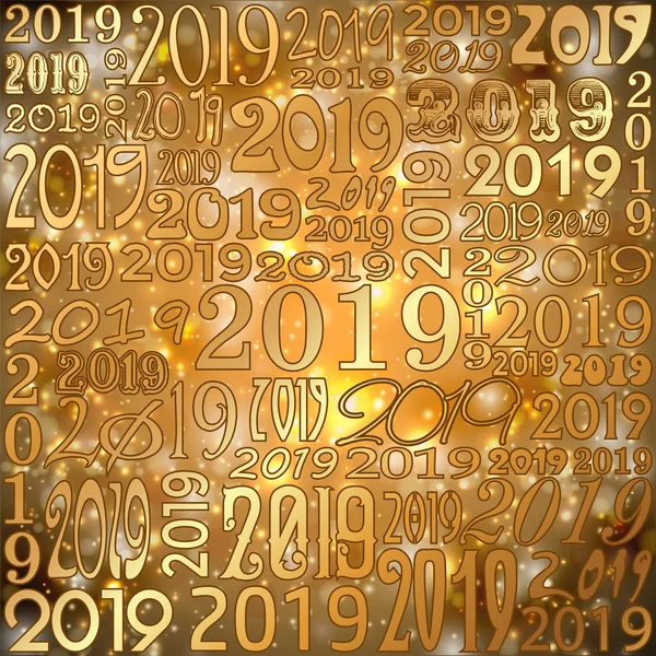 Bonne Nouvelle Carte Année 2019 Avec Horloge Noël Illustration Vectorielle — Image vectorielle