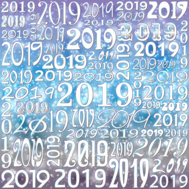 Mutlu yıllar 2019 kış arka plan, vektör çizim