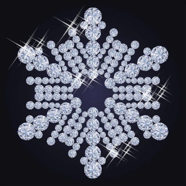 Diamond Snowflake Gift Card Vector Illustration — Stock Vector