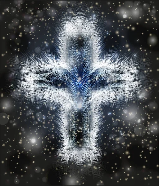 Bonne Carte Pâques Avec Croix Illustration Vectorielle — Image vectorielle