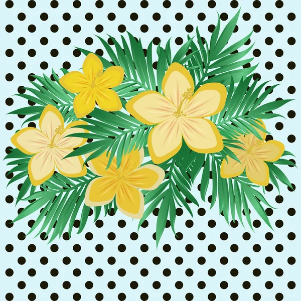 Moda Tarjeta Polka Floral Vector Ilustración — Archivo Imágenes Vectoriales