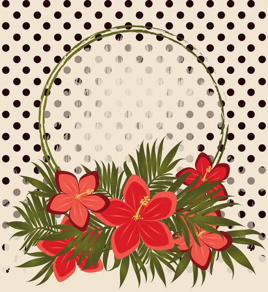 Carte Cadeau Fleurs Hibiscus Vintage Illustration Vectorielle — Image vectorielle