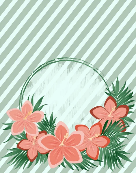 Carte Cadeau Vintage Fleurs Hibiscus Illustration Vectorielle — Image vectorielle