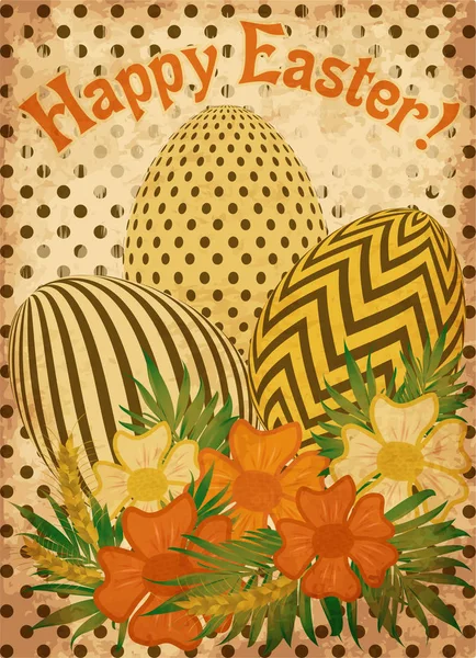 Feliz Pascua Tarjeta Invitación Vintage Vector Ilustración — Vector de stock