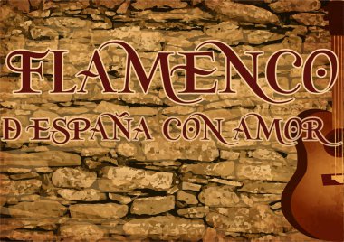 İspanyol Flamenko parti davetiye gitar, vektör çizim ile