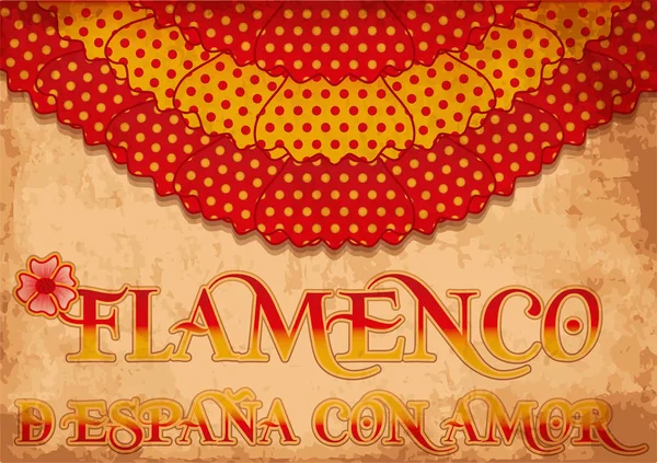 Flamenco Spain Love Card Con Bandera España Vector Ilustración — Vector de stock