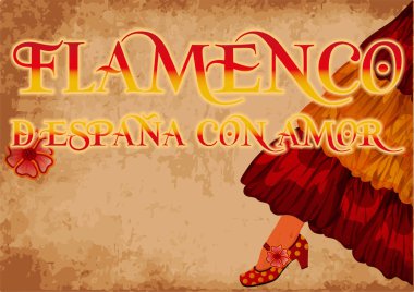 Flamenko parti davetiyesi poster İspanyol bayrağı, vektör çizim renkleri ile 