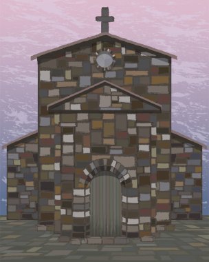 Visigothic tarzı eski İspanyol kilisesi. vektör çizim