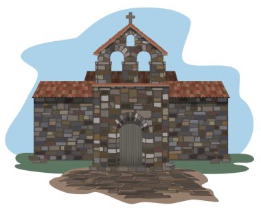 Visigothic tarzı eski İspanyol kilisesi. vektör çizim