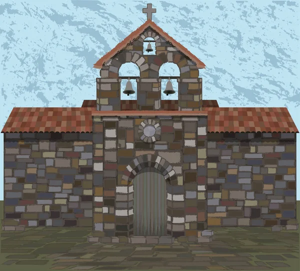 Antigua Iglesia Piedra Estilo Visigodo Ilustración Vectorial — Vector de stock