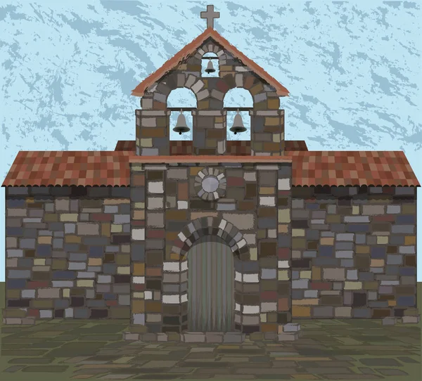 Visigothic tarzı antik taş kilisede. vektör çizim