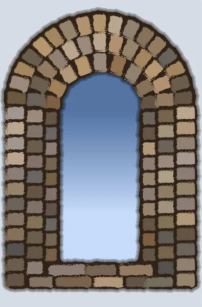 Visa Från Den Gamla Sten Bågfönster Visigotiske Stil Vektorillustration — Stock vektor