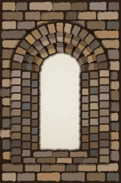 ゴート スタイル ベクトル図の古代石造りの窓からの眺め — ストックベクタ