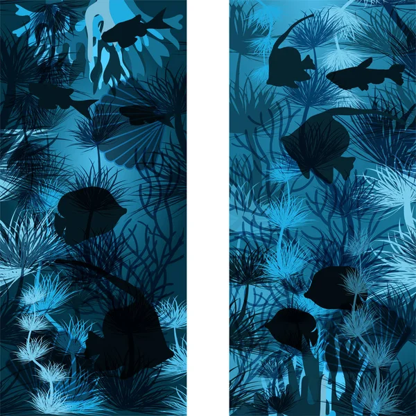 Bannières Tropicales Sous Marines Sans Couture Illustration Vectorielle — Image vectorielle