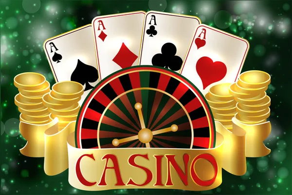 Casino Invitación Vip Tarjeta Con Elementos Póquer Vector Ilustración — Vector de stock