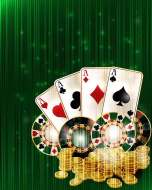 Casino poker vip davetiye kartı, vektör illüstrasyon