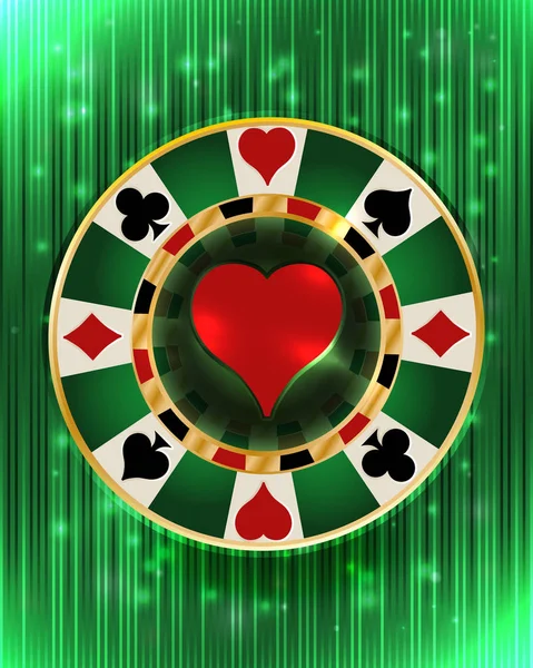 Casino Vip Poker Harten Chip Vector Illustratie — Stockvector