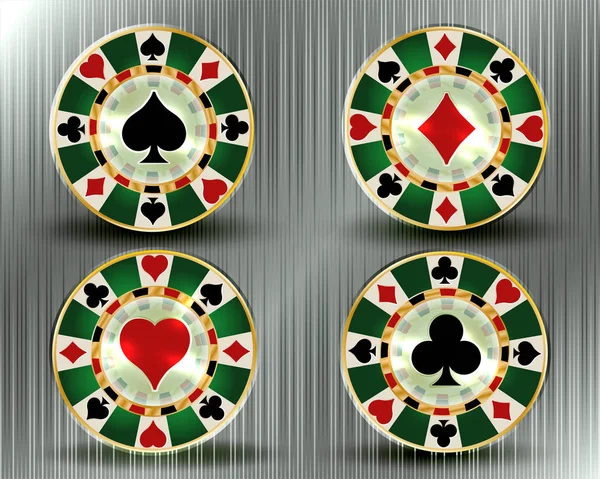 Conjunto Casino Poker Vip Chips Vector Ilustración — Archivo Imágenes Vectoriales