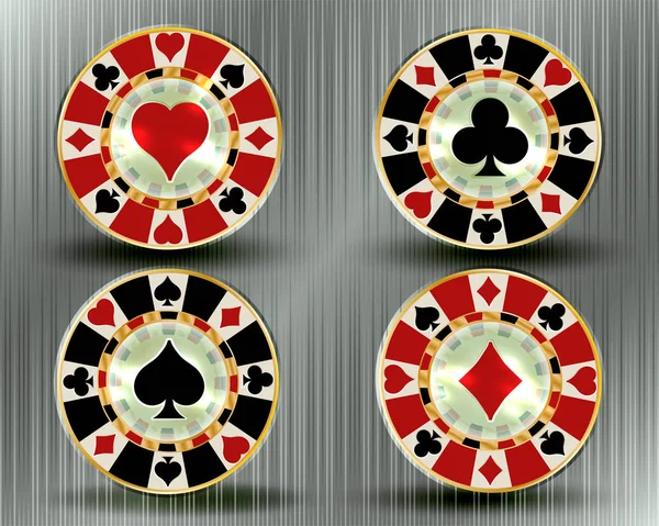 Set Casino Poker Chips Illustrazione Vettoriale — Vettoriale Stock