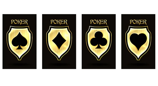 Golden Poker Cards Vector Illustration — Stock Vector