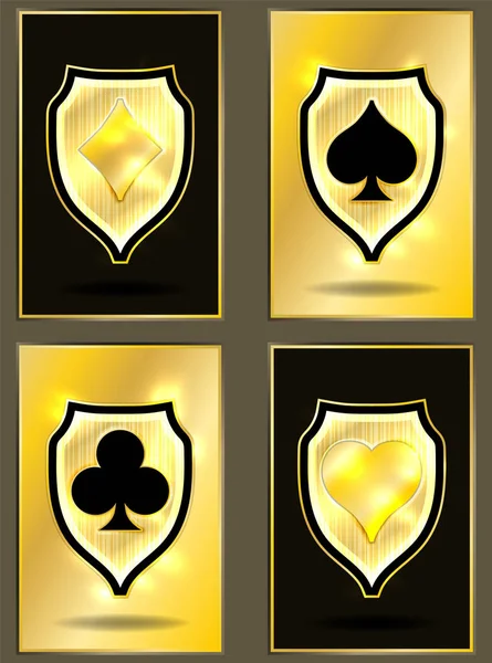 Golden Casino Poker Cards Vector Illustration — Stock Vector