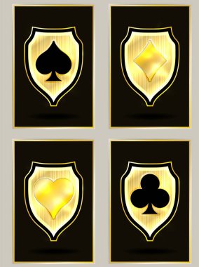 Casino poker kartları elemanları, vektör illüstrasyon