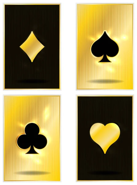 Gouden Poker Kaarten Vector Illustratie — Stockvector